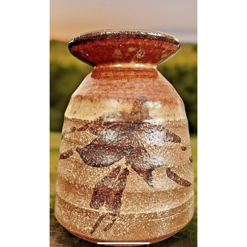 JIM RENO STUDIO ART POTTERY VASE SIGNED BRUTALIST WABI SABI STONEWARE EARTHCORE